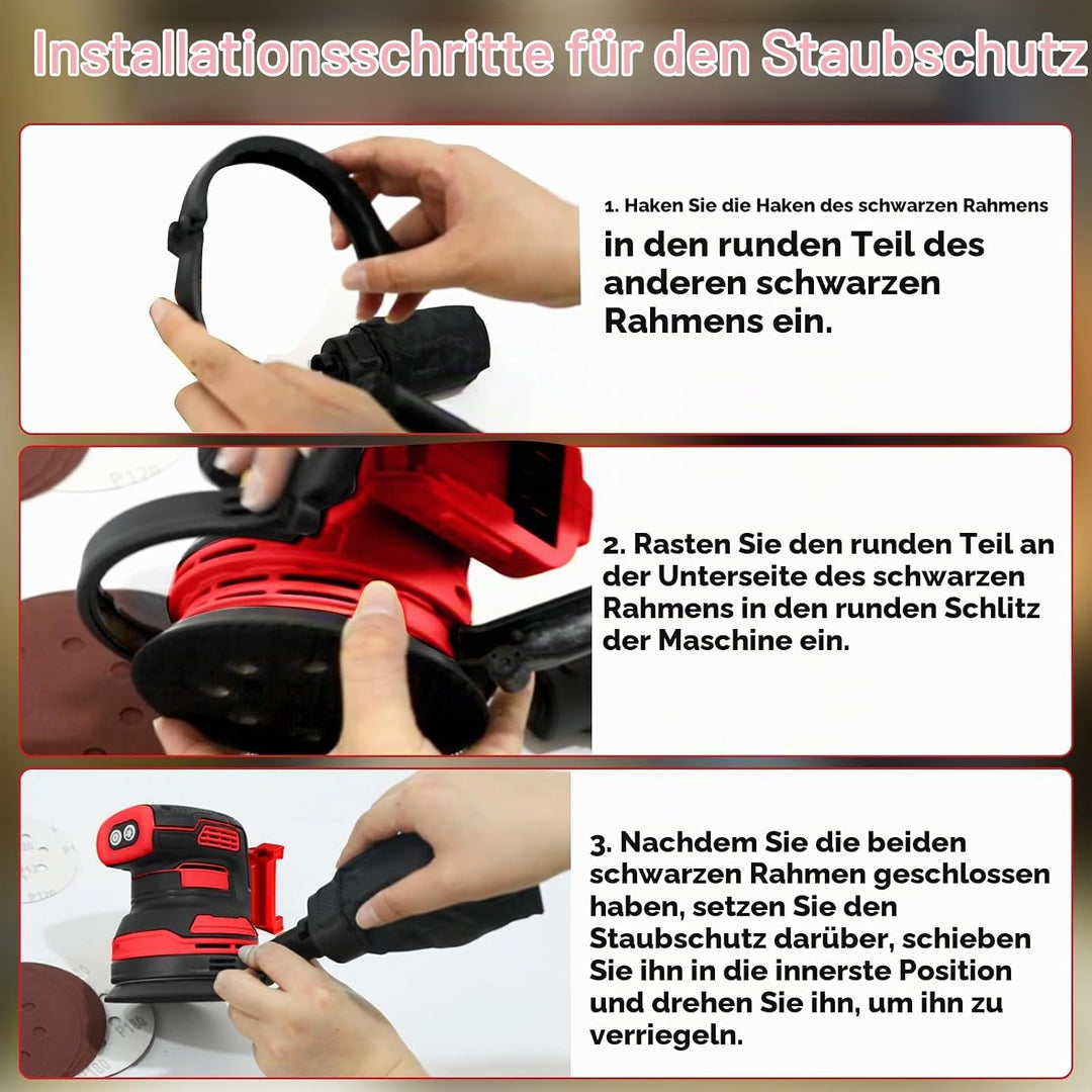 Akku-Exzenterschleifer kompatibel mit Milwaukee M18 18V Akku, 125mm Schleifteller, 11000 U/min Bürst