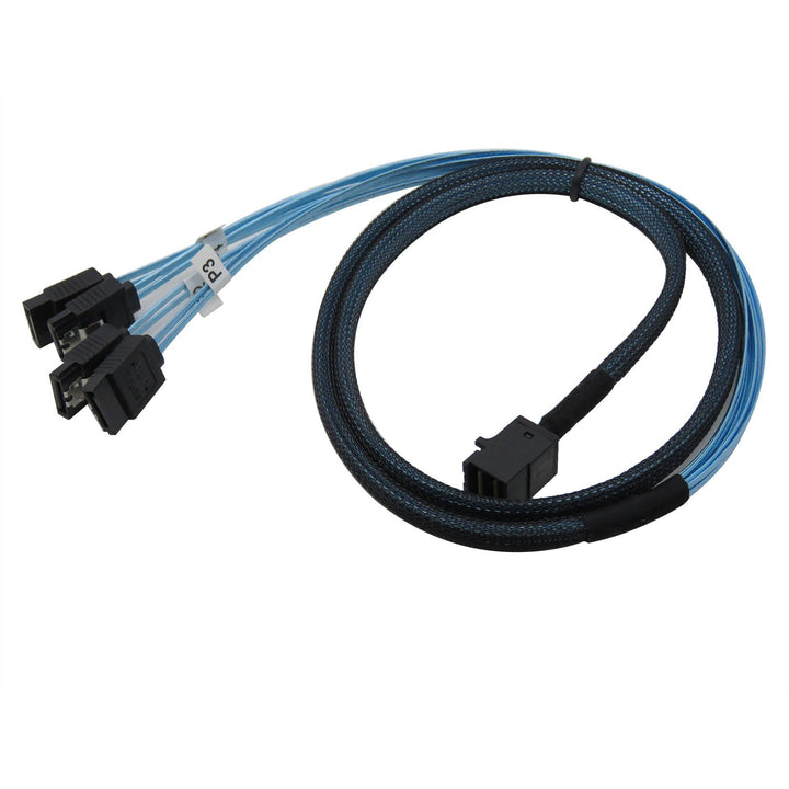 YIWENTEC Internal HD Mini SAS (SFF-8643 Host) to 4X SATA (Target) Hard Drive Cable (100 cm) 1M, 1M