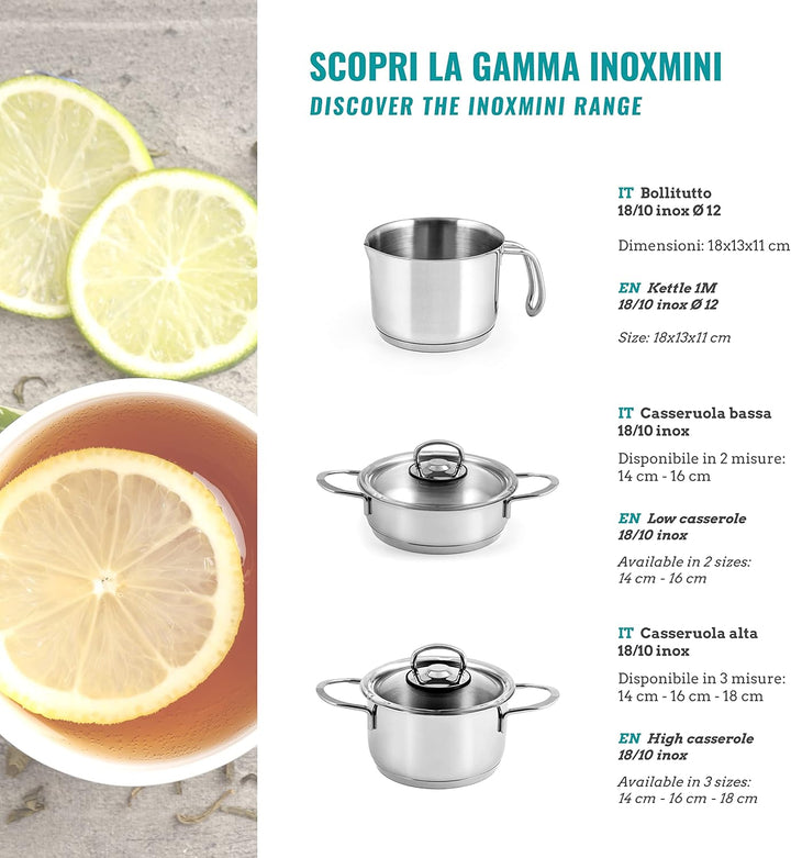 INOXMINI Milchtopf, Edelstahl, Grau, 12 cm