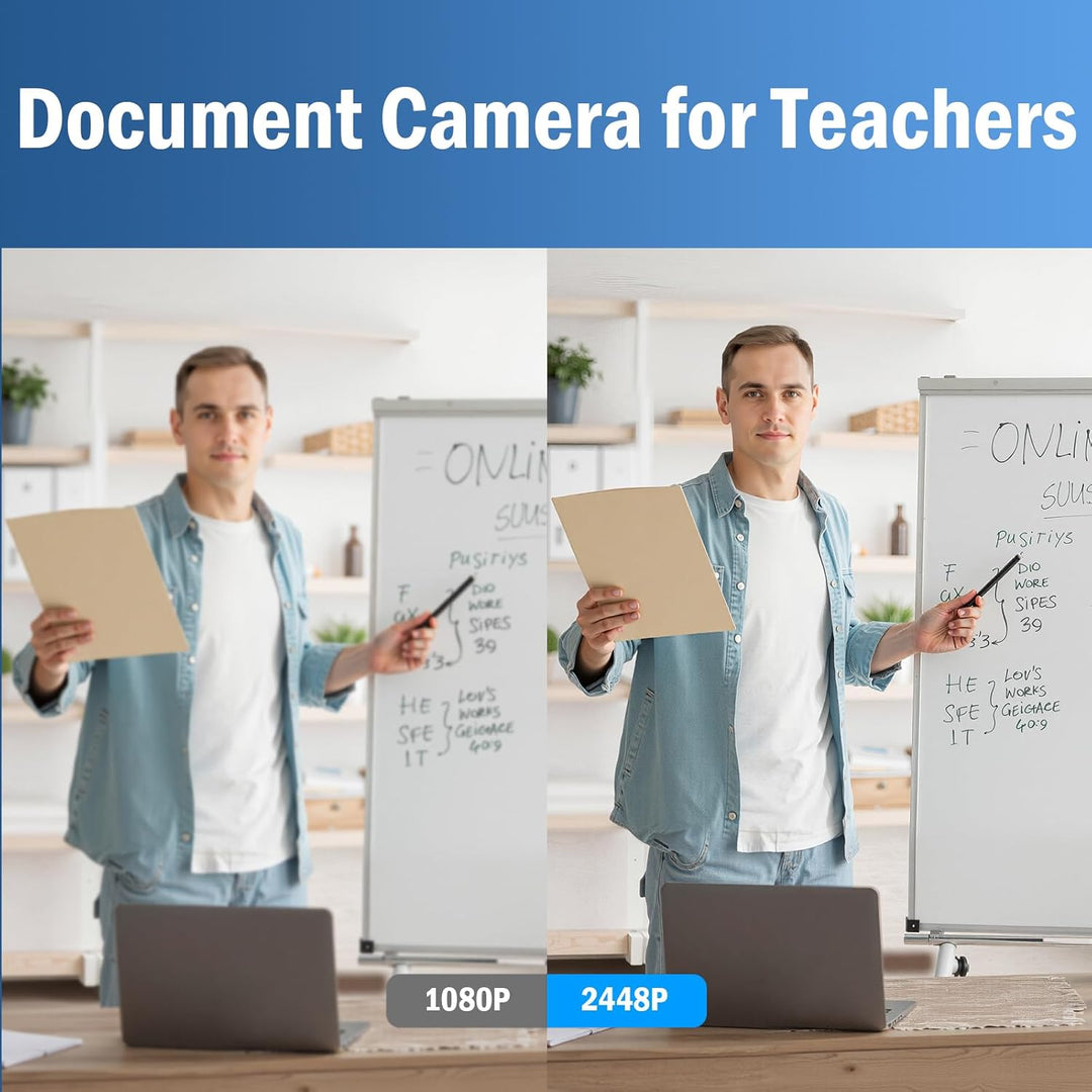 Gawervan USB Dokumentenkamera, 8MP Dokumentenkamera Schule für Lehrer mit Mikrofon, LED-Licht mit 3