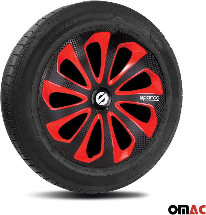 Satz Sparco Radzierblenden Sicilia 16-Zoll Schwarz/Rot/Karbon