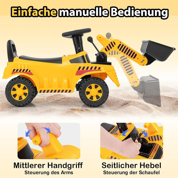 COSTWAY Bagger zum aufsitzen, Sitzbagger mit Verstellbarer Schaufel &amp; Stauraum unter Sitz, Kinderbag