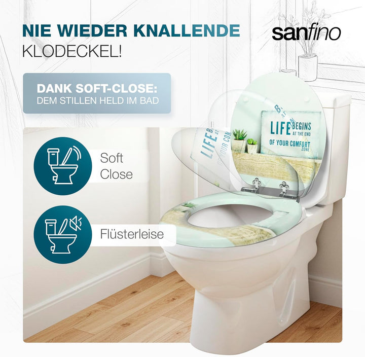 Premium WC Sitz mit Absenkautomatik – hochwertige Toilettendeckel aus Holz, viele bunte Motive, hohe