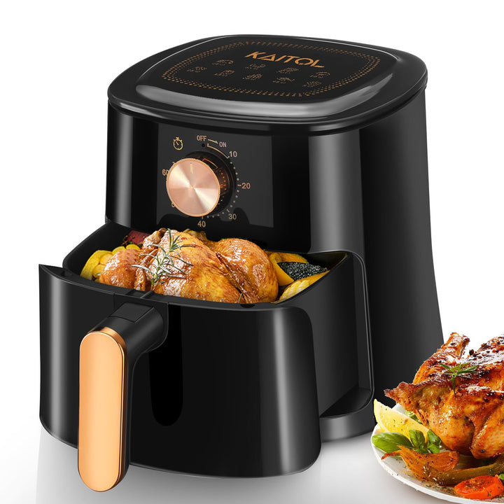 4L Heissluftfritteuse, mit Manueller Drehtaste, Spülmaschinenfest, Gesundes Kochen Ohne Öl und mit W