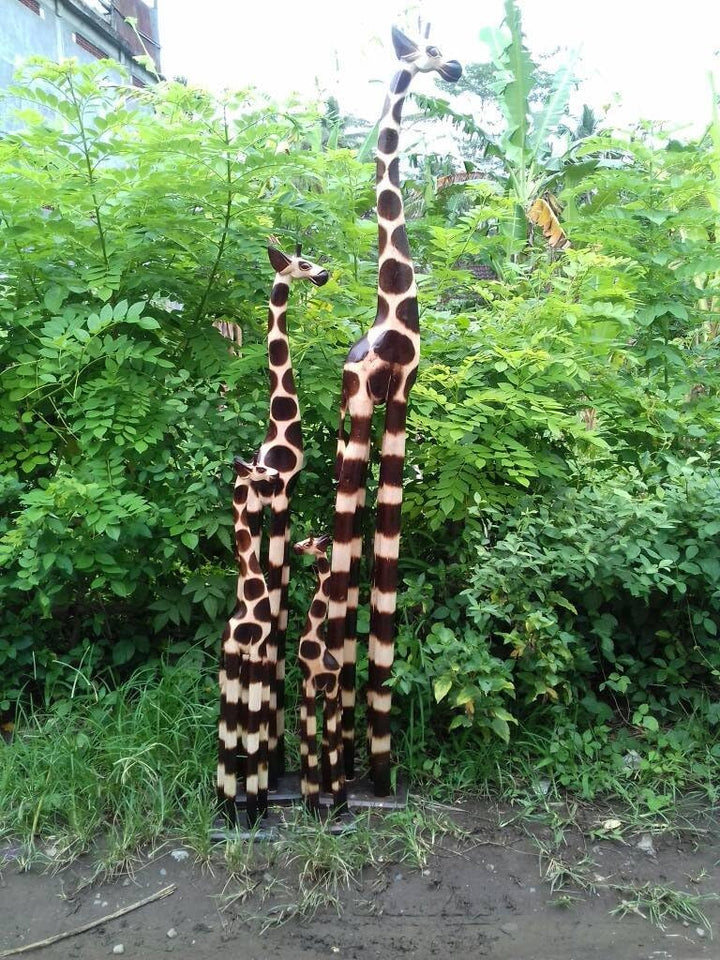 3 er Set 80cm 60cm 40cm Holz Holzgiraffen Familie Holzgiraffe Giraffe Afrika Stil GH, 3 Er Set 80cm