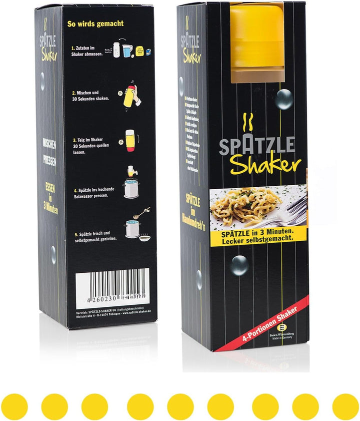 Einsteiger-Set zum Spätzle selber machen mit Spätzle-Shaker (875 ml gelb) 4 Portionen & Rezeptbuch (