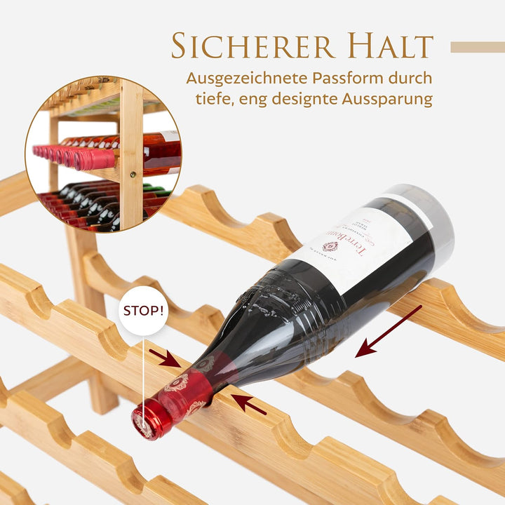 VINOMENTO® Weinregal | stapelbares Flaschenregal aus massivem Holz [für 24, 48 oder 72 Flaschen] | W
