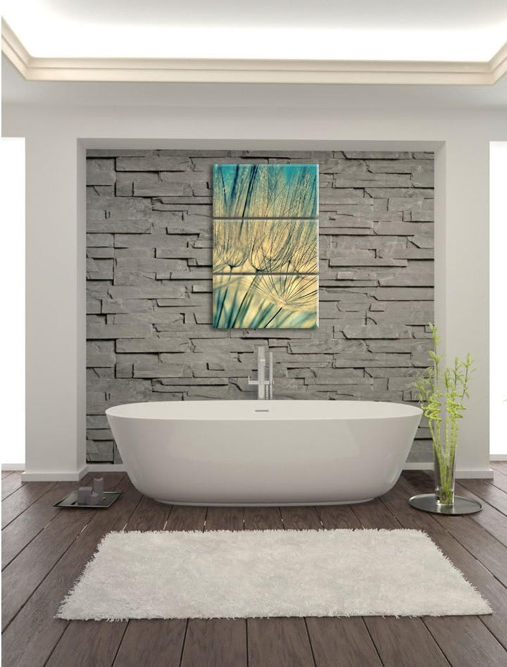Pixxprint Pusteblumen 3-Teiler Leinwandbild 120x80 Bild auf Leinwand