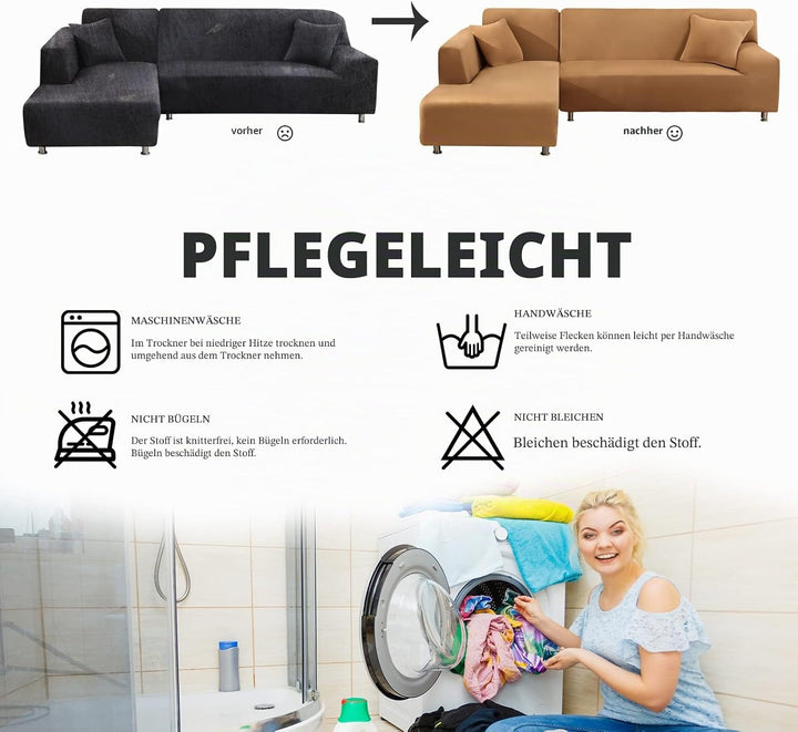 Lydevo Sofabezug Ecksofa L Form Sofa Überwürfe Stretch Sofabezug L Form Rechts oder Links mit Zwei K