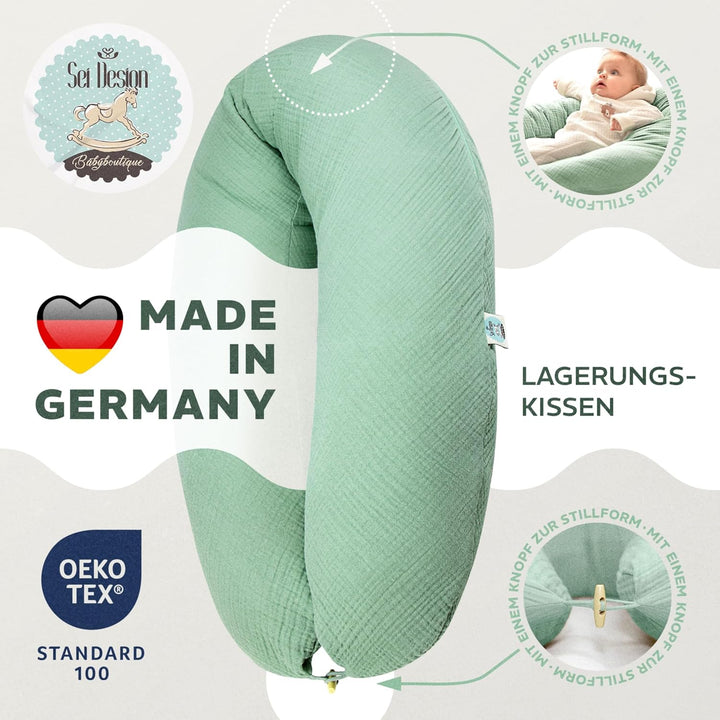 sei Design Stillkissen XXL Mikroperlen-Füllung mit Musselin-Bezug aus Baumwolle [100% Bio-Baumwolle