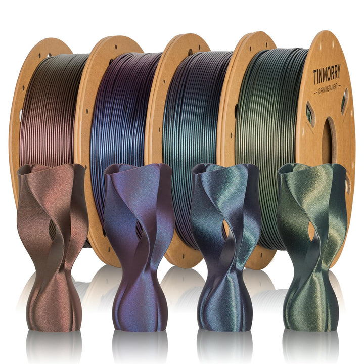 TINMORRY 4er Set Galaxy PLA Filament 1,75mm (je 750g 750g) für 3D-Drucker - Farbe: Magenta + Grün +