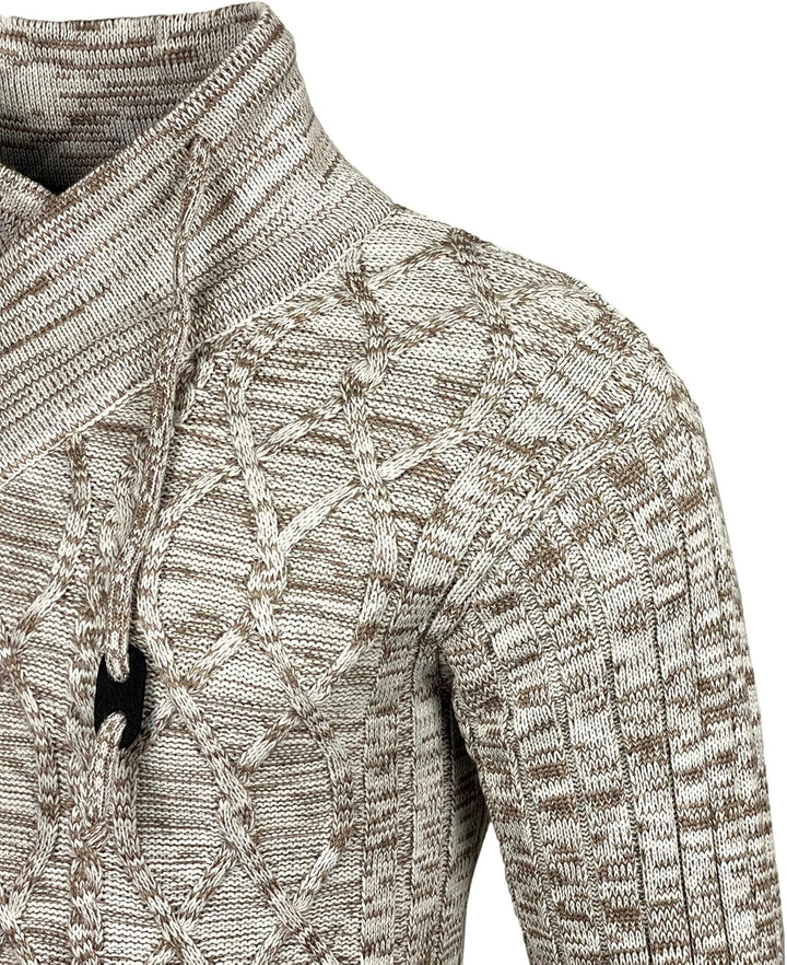 Subliminal Mode Herren Pullover aus grobem Strick mit Schalkragen BX292 3XL Beige, 3XL Beige