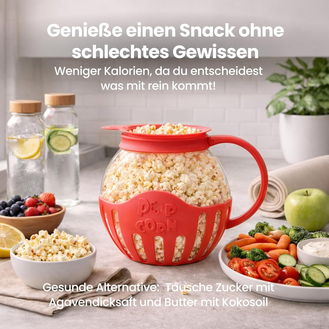 Netrox - Popcorn Maker für Mikrowelle – Glasbehälter, BPA-frei, spülmaschinengeeignet – Fettfreie Po