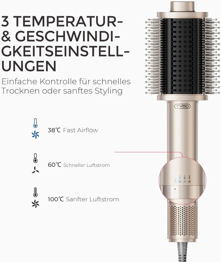 TYMO Warmluftbürste Föhnbürste, Leichte Heissluftbürste zum Trocknen & Stylen in einem, 5 in 1 Volum