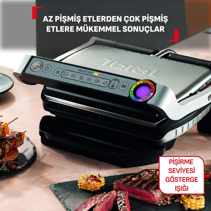 Tefal OptiGrill GC712D34 Kontaktgrill, 6 automatische Programme, Garstufenanzeige, 4 manuelle Temper