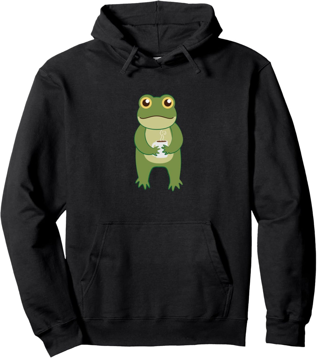 Niedlicher Frosch Kaffee Montag Büroarbeit Pullover Hoodie