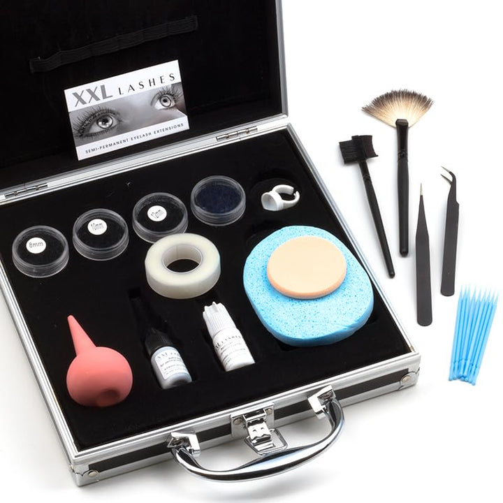 XXL Lashes Starter Kit for eyelash extensions, black case with basic equipment for beginner stylists