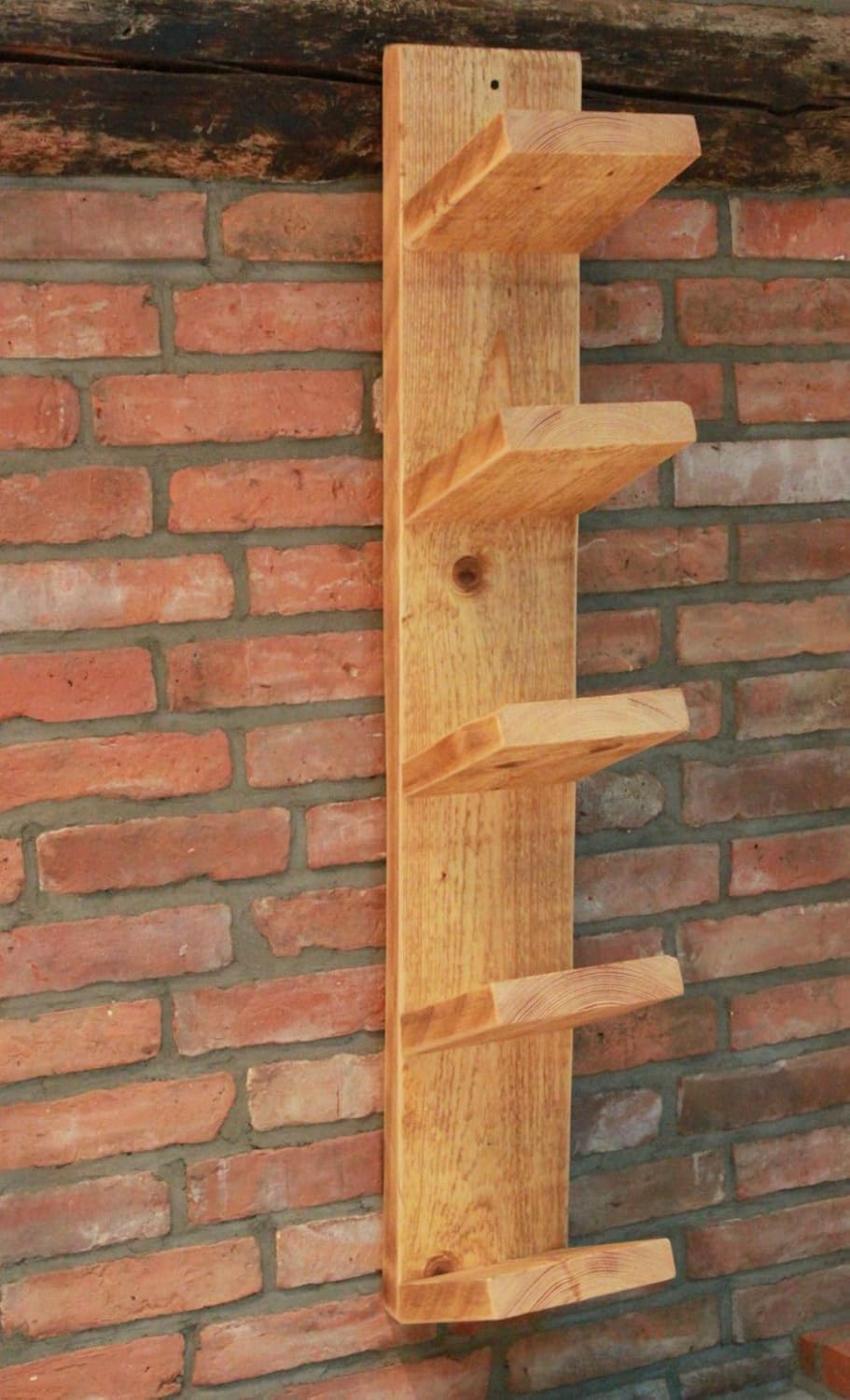 Holz Handtuchhalter Handtuchregal (Natur (hängend mit 5 Ablagen)), Natur