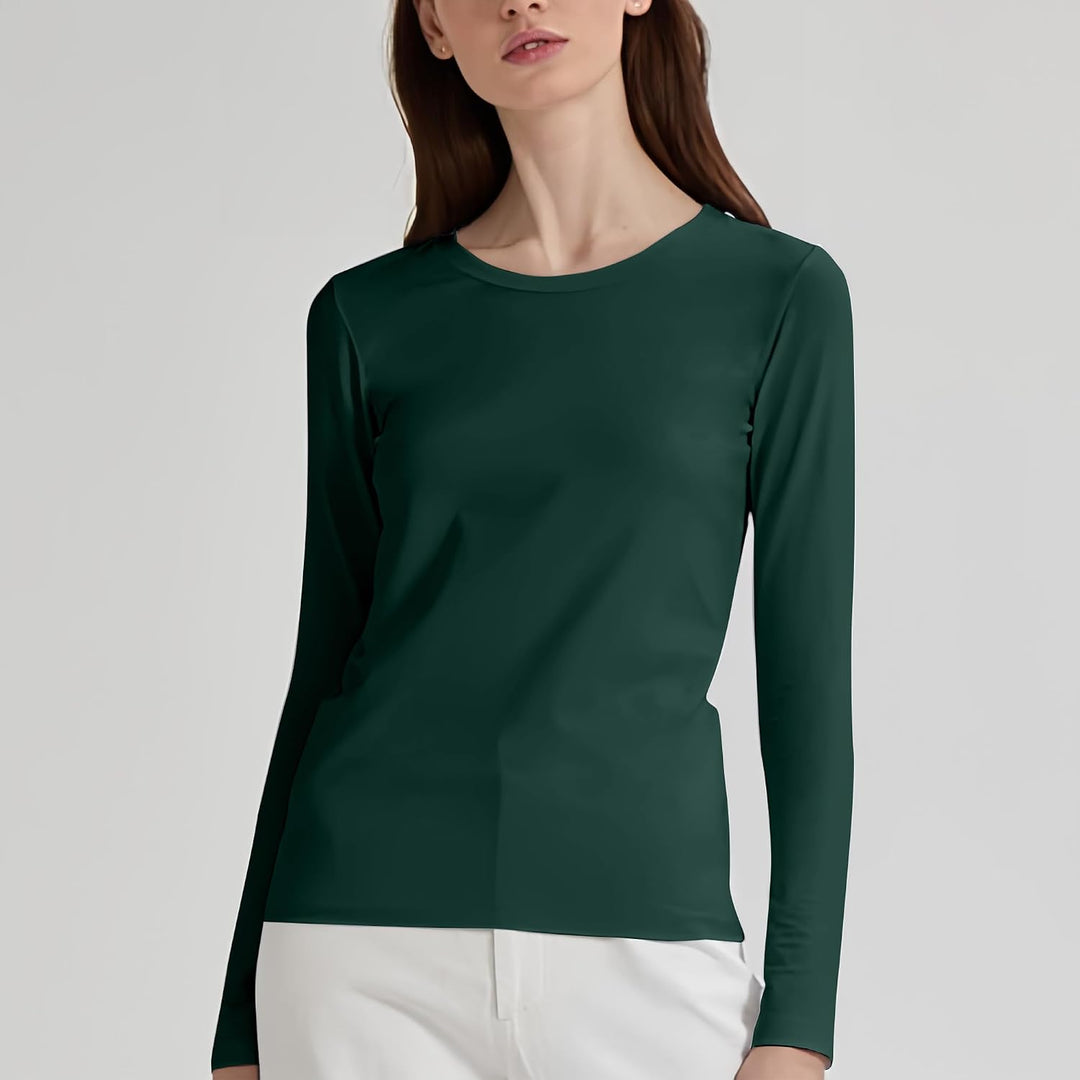 LiKing Langarmshirt Damen Basic Longsleeve Langarm-Shirt Oberteil Tops mit Stretch Baumwolle 3er Pac