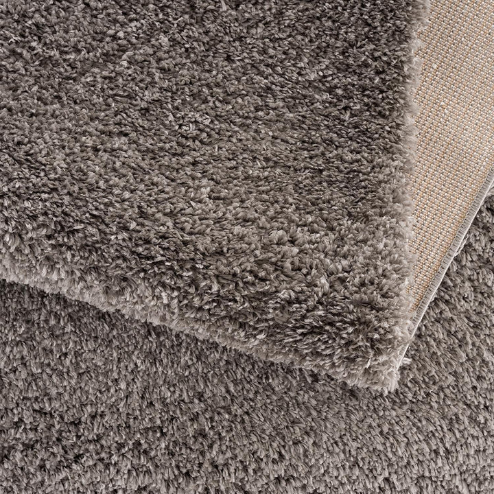 carpet city Hochflor Teppich Wohnzimmer - Einfarbig Anthrazit - 80x150 cm - Shaggyteppich Langflor -
