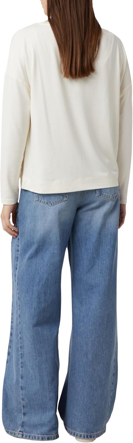 Comma Langarmshirt mit Frontprint und Strassdetails 42 04l0_creme, 42 04l0_creme