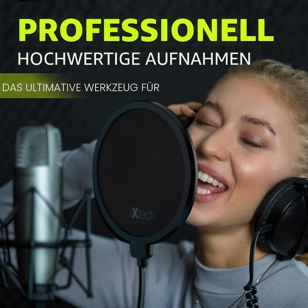 IXTECH Popfilter für Blue Yeti-Mikrofon, doppelschichtiger Schallschutz, Schildwächter, Windschutz m