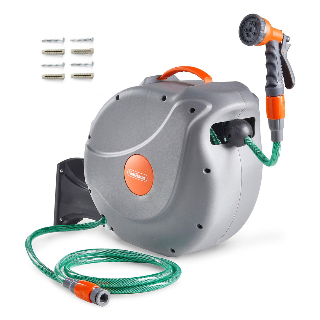 VonHaus 30m Gartenschlauch Schlauchtrommel/Schlauchaufroller/Schlauchbox, 3/4 zoll oder 1/2 zoll hah