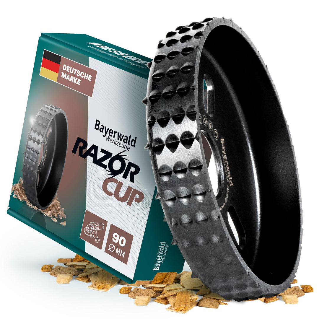 Bayerwald RazorCup - Raspelscheibe - Ø 90 mm x 22,2 mm | schnelles, seitliches Abschleifen von Holz