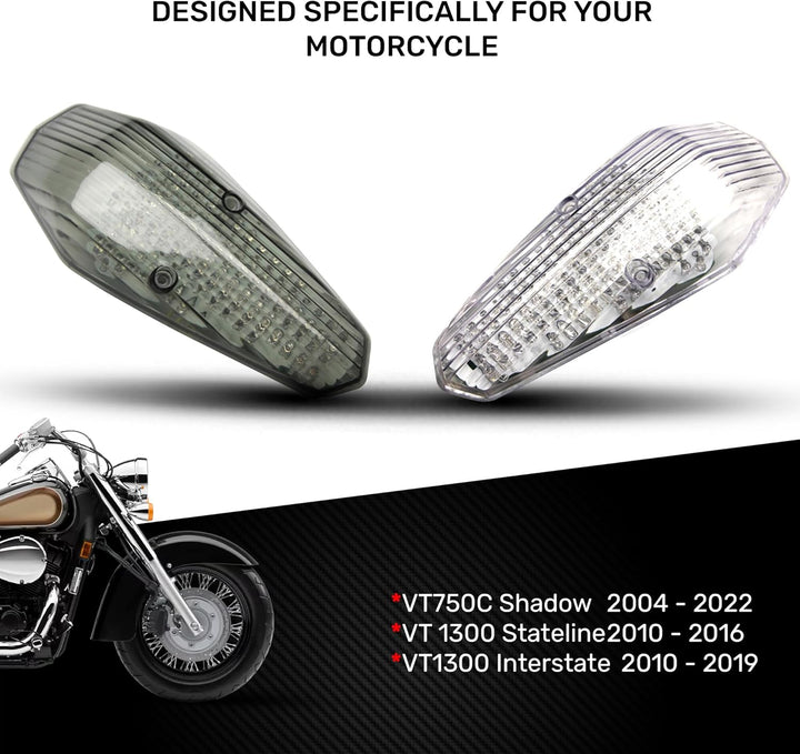 aVDB-moto LED-Bremslicht mit integrierten Blinker kompatibel mit Shadow Aero 2004/2007 (Klar), Klar