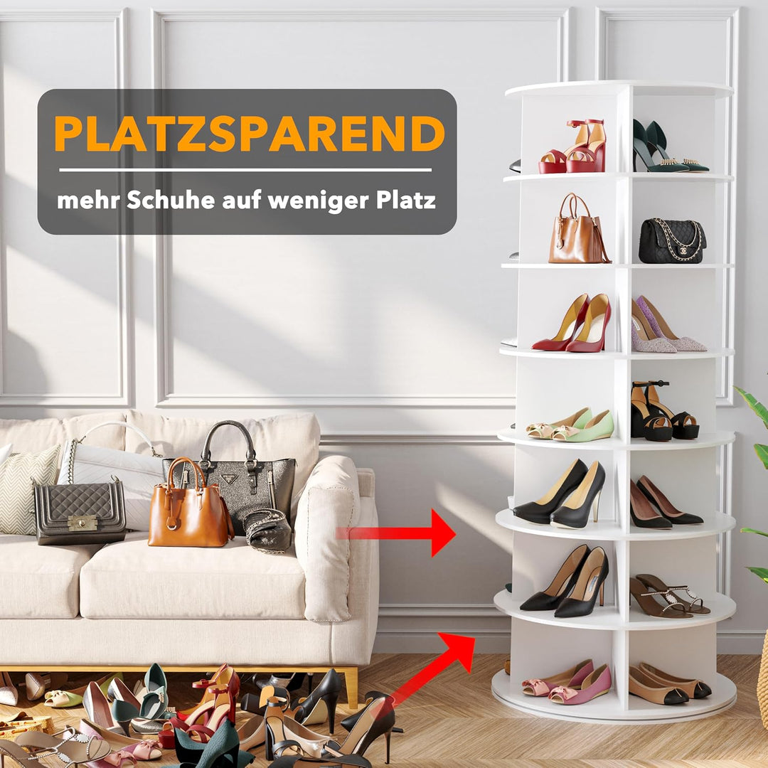 SpaceAid Drehbares Schuhregal mit 7 Ebenen, drehbares Schuhregal, Lazy Susan, drehbares 360-Grad-Sch
