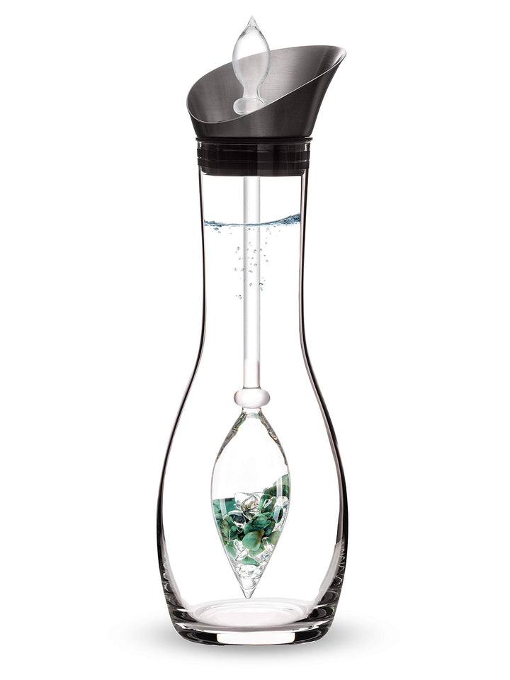 VitaJuwel Vitality Edelsteinwasserset für Zuhause (Karaffe Era &amp; Phiole) mit Smaragd &amp; Bergkristall