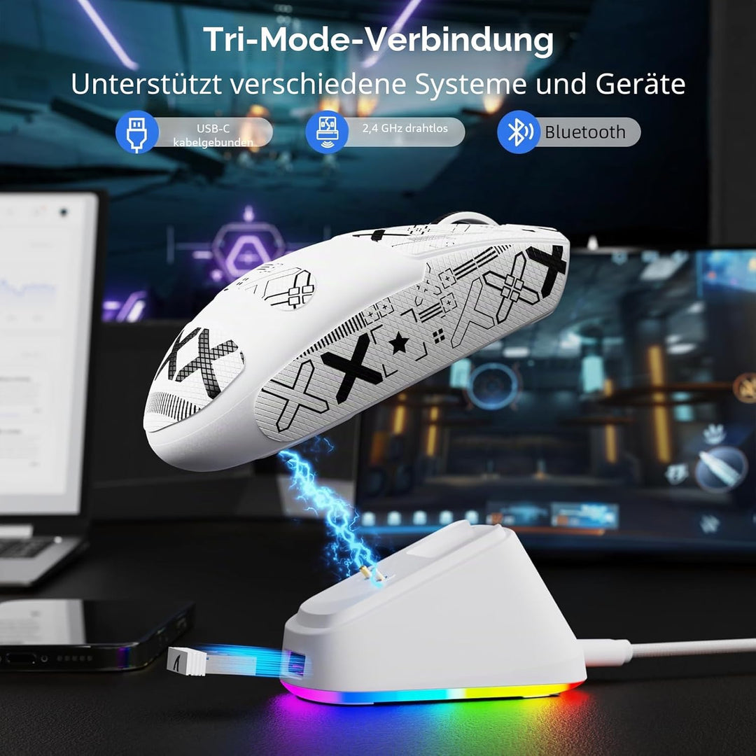 ATTACK SHARK G3PRO Kabellose Gaming-Maus mit Magnetischer Ladestation, PixArt PAW3311-Sensor, Bis zu