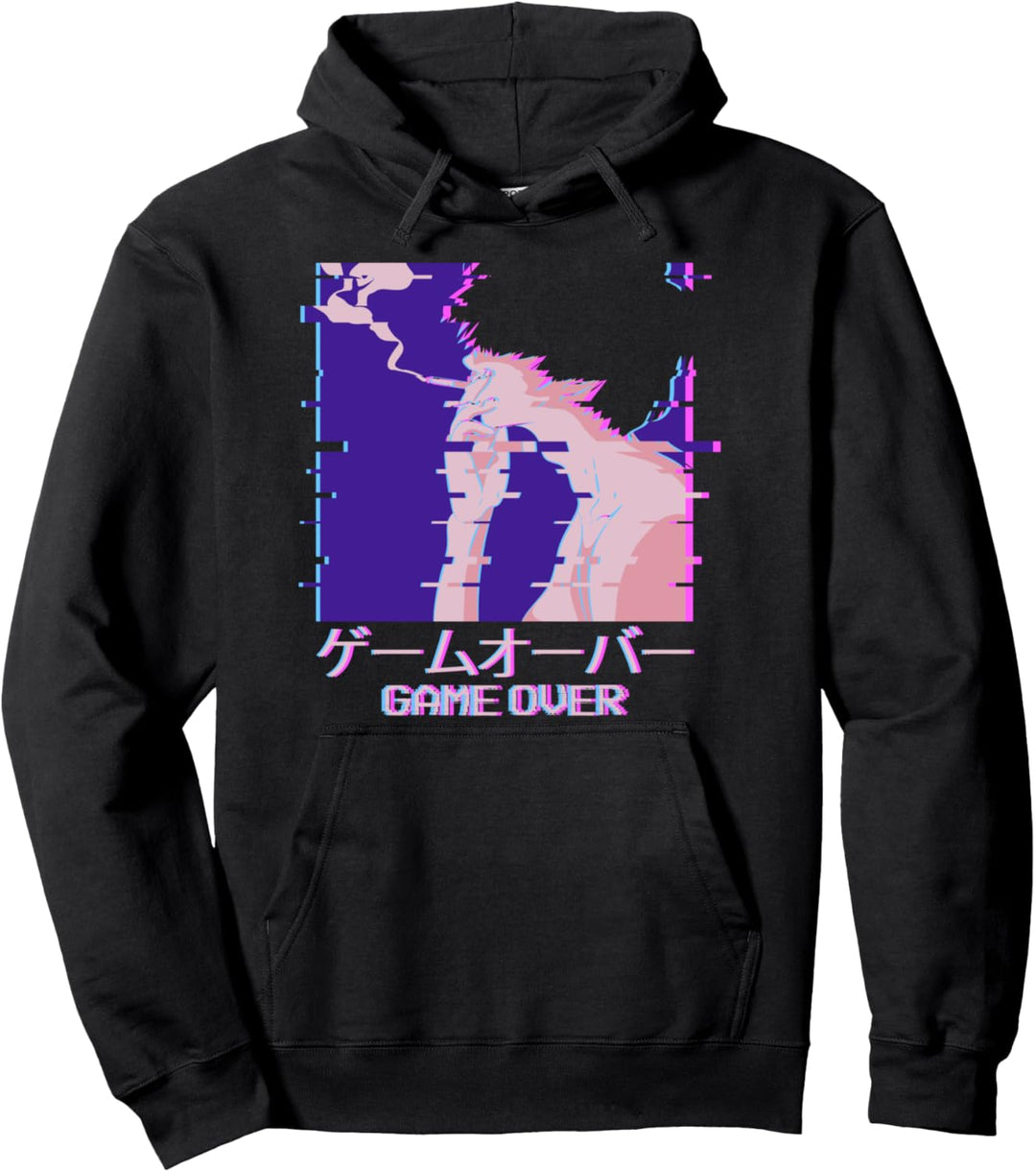 Japanese Vaporwave Smoking Sad Anime Boy Game Over Aesthetic Pullover Hoodie