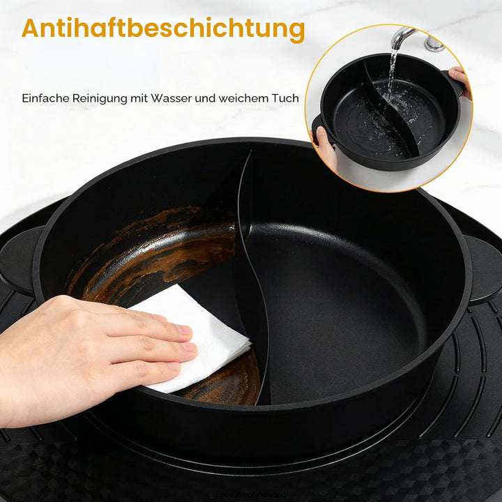Elektrischer Hot Pot 2200W, 2 in 1 Multifunktion Elektrische Grill Hot pot mit Abnehmbar Kochplatte,
