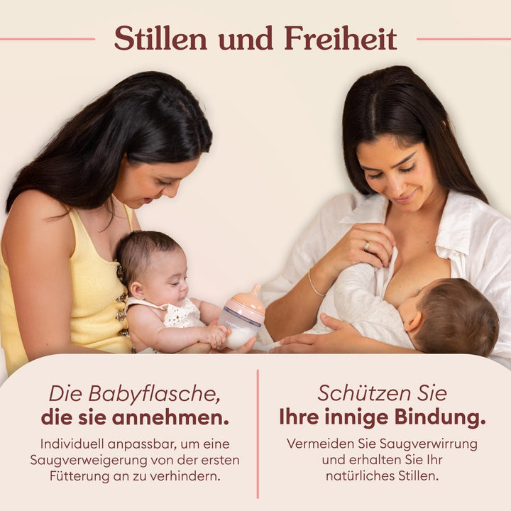 2er Set Babyflaschen (Brustähnlich) - Baby Erstausstattung für Neugeborene - Personalisierbar &amp; Anti