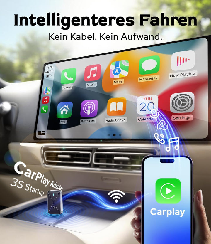 CarPlay Wireless Adapter, Mini Wireless CarPlay Adapter Konvertieren Sie Wired Carplay in Wireless,