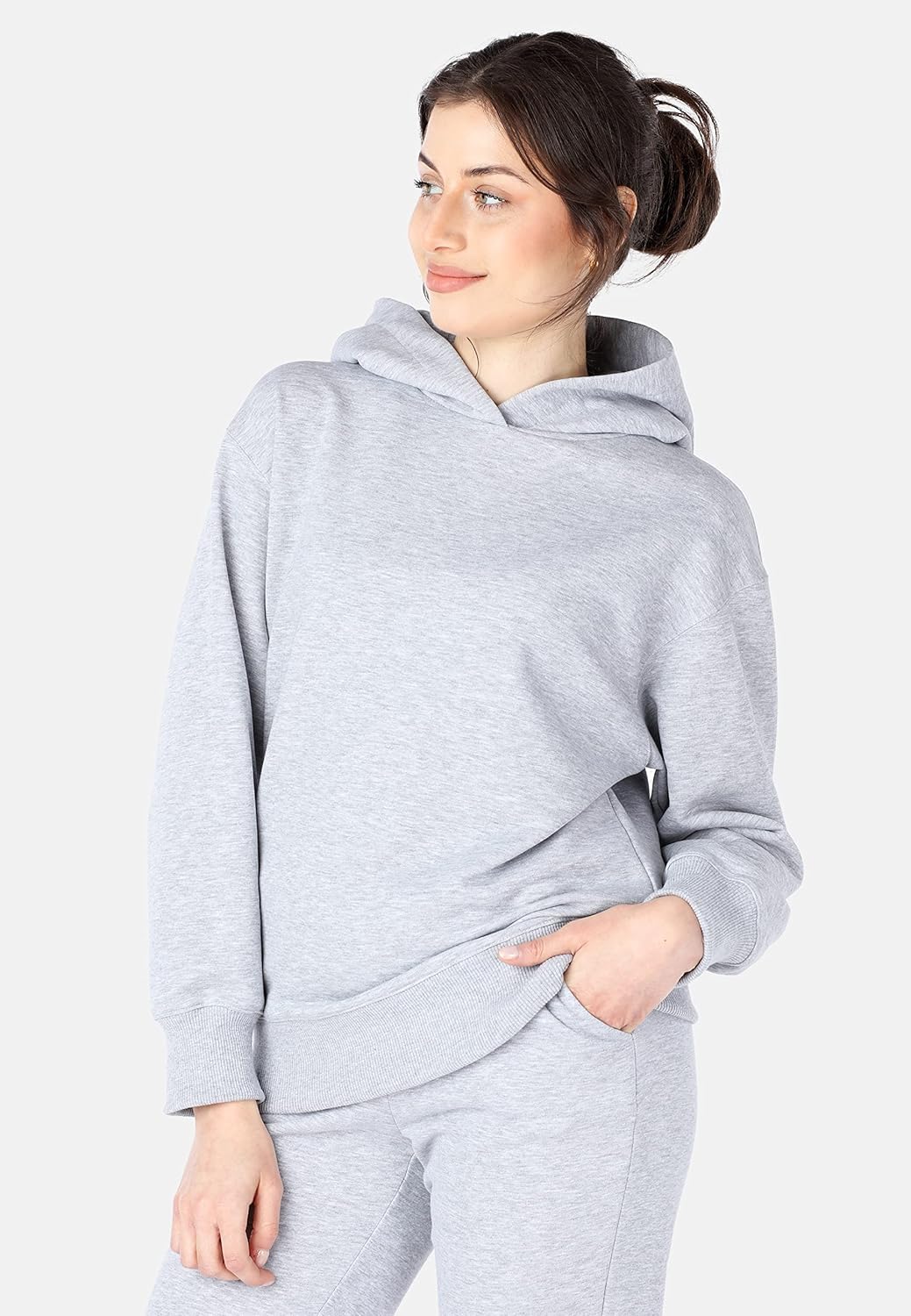 Bellivalini Kapuzenpullover lang Damen Hoodie Sportanzug Oberteil Jogging Pullover BLV210 XS Melange
