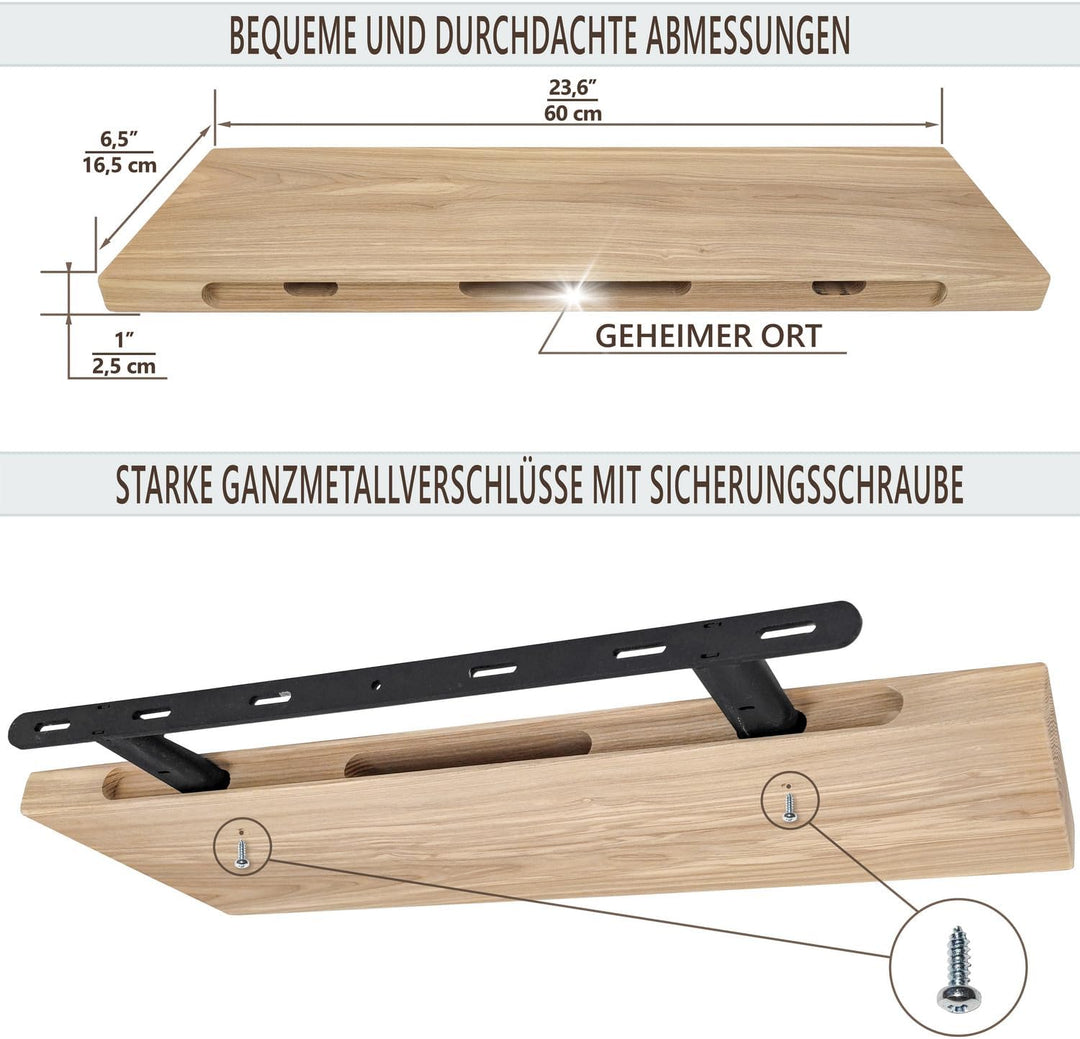 Wood Wedge Regalbrett 2er-Set Wandregal, Wandboard, Schwebende Holzregal Wand | Kinderbücherregale,