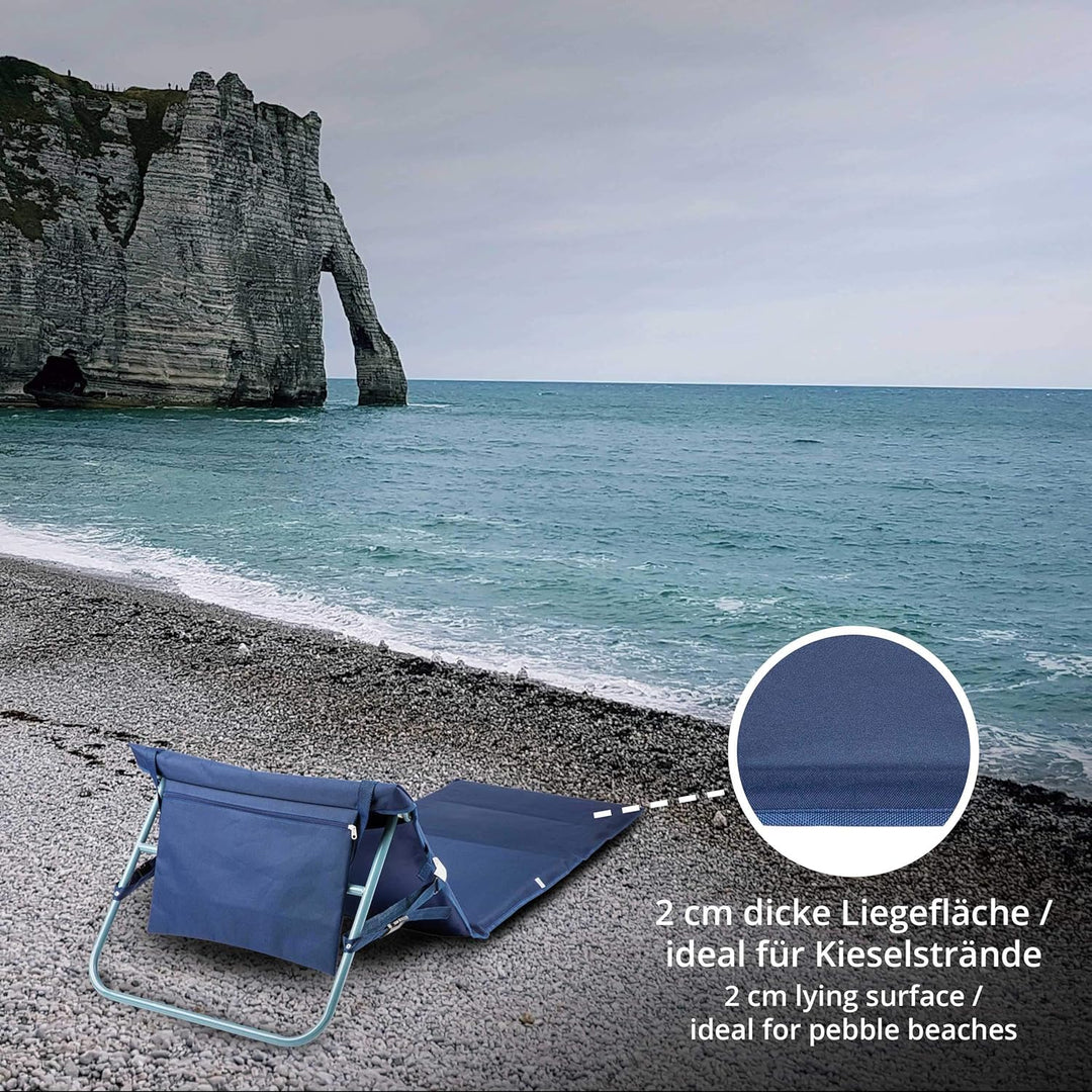 ONVAYA Premium Strandmatte 2cm gepolstert mit Rückenlehne | Strandliege faltbar | Strandmatratze | S