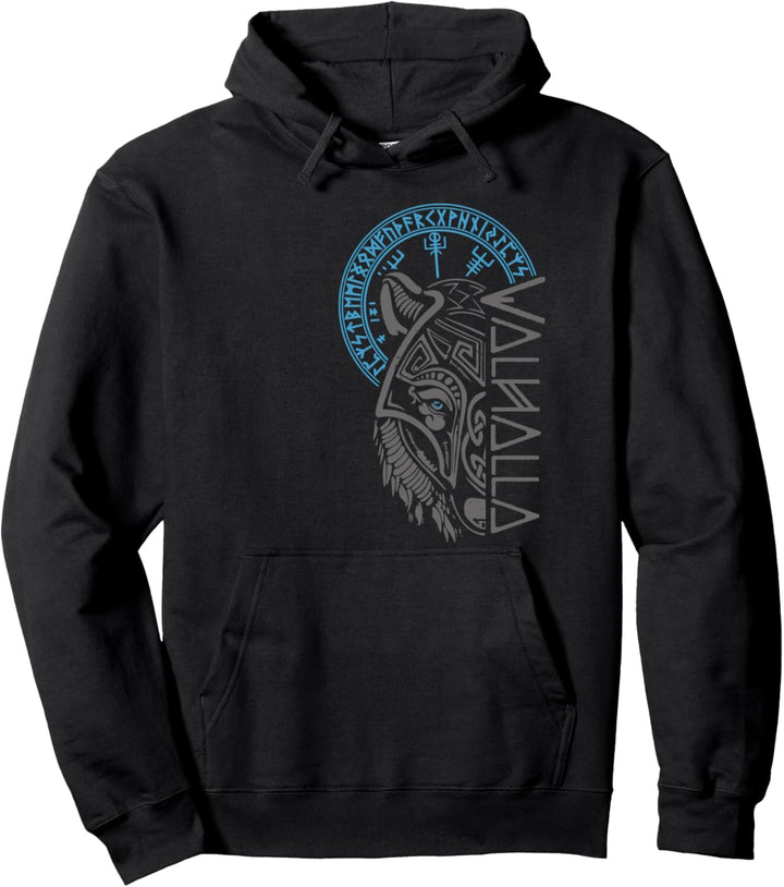 Walhalla Wolf Maske Odin Runen Nordischer Kompass Wikinger Pullover Hoodie