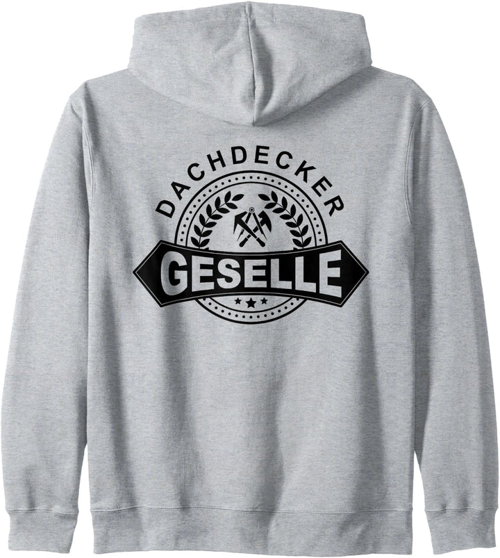 Dachdecker Geselle mit historischem Zunftwappen Kapuzenjacke