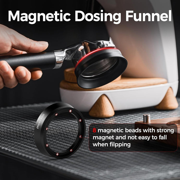 51 mm V3 Magnetischer Dosiertrichter, 8 N52 Magnete, flacher Espresso-Trichter, Anti-Klecks-Dosierri