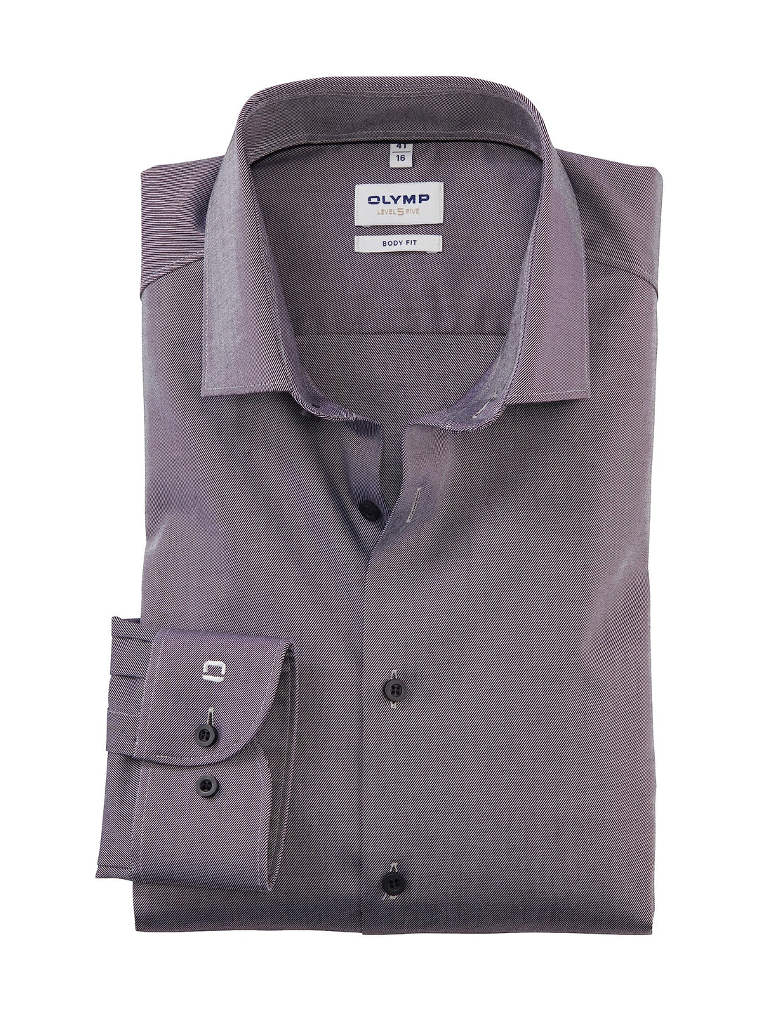 OLYMP Herren Businesshemd Langarm Level Five,Twill,Body fit,Modern Kent 45 Graphit 69, 45 Graphit 69