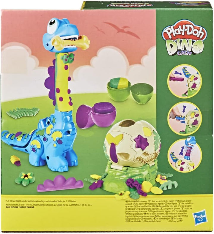 Play-Doh Dino Crew Bronto aus dem Ei, Spielzeug-Dinosaurier für Kinder ab 3 Jahren mit 2 Eiern 70 g,
