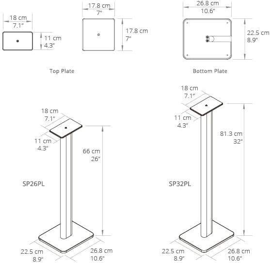 Kanto SP26PLW 26" Speaker Floor Stands | Designed for Medium to Large Bookshelf Speakers | Heavy Ste