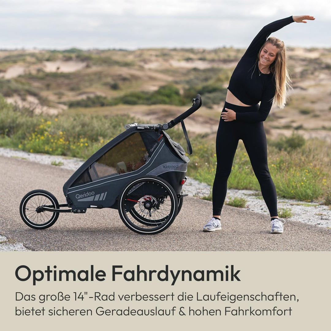 Qeridoo Unisex Jugend 14" Joggewheel for Two-Seater Zubehör für Stühle/Kinderwagen, Schwarz (Schwarz