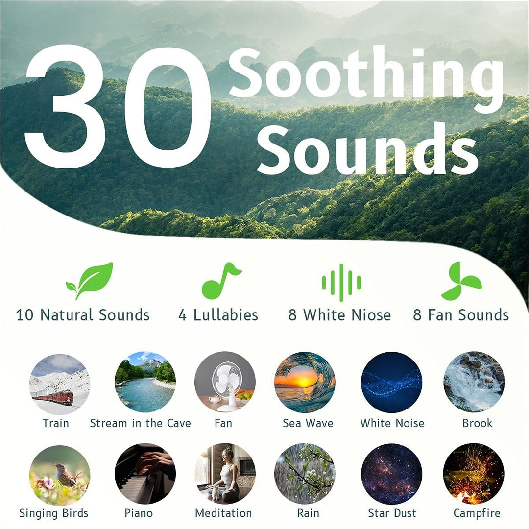 Easysleep Sound White Noise Machine mit 25 beruhigenden Geräuschen und Nachtlichtern mit Memory-Funk