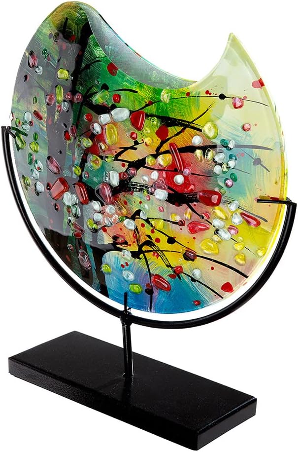GILDE GLAS art Deko Vase, Mehrfarbig, Höhe 37 cm, 39297
