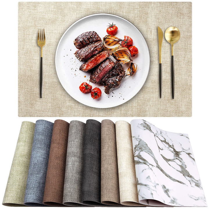 Leder Hitzebeständige Tischsets 6er Set Wasserdicht Abwischbar Waschbar PU Tischsets,Leicht zu Reini