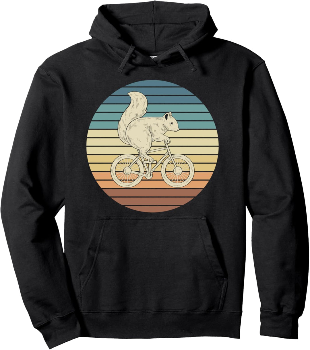 Natur Fahrrad fahren Waldtier Tierfreund Retro Eichhörnchen Pullover Hoodie